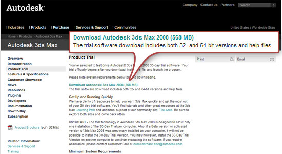 Autodesk 3dsMax 2008の体験版をリリース