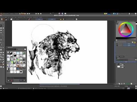 Sketch Brush Engine in Krita 2.4 Beta 4 &quot;Wild Animal&quot; Video for Slun11