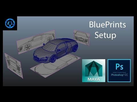 Car Blueprints Setup - Photoshop CC and Maya 2014