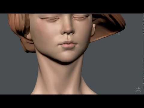 Zbrush Polypaint - Girl with eyes closed 02