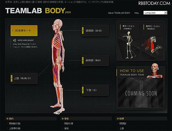 3dモーションによる人体解剖サイト Teamlab Body が無料公開 Cgトラッキング