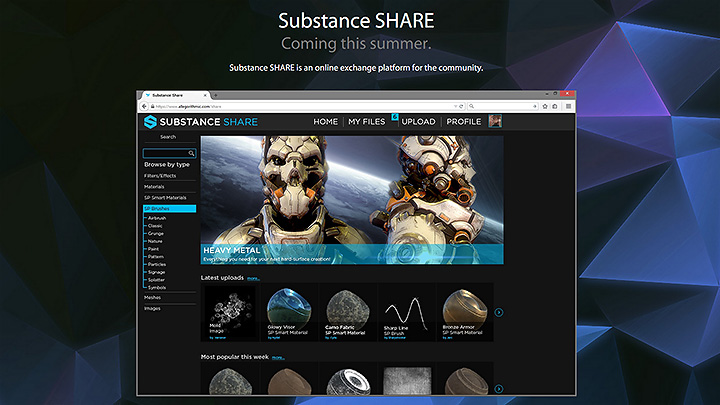 テクスチャー作成ソフト Substance で作ったテクスチャーを共有 Substance Share アナウンス Cgトラッキング