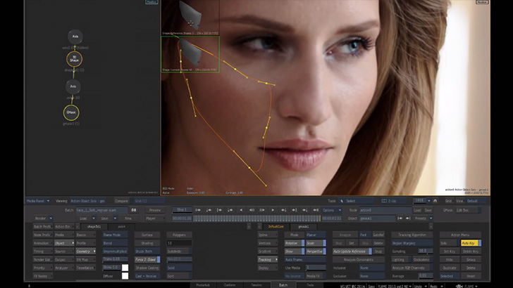動画レタッチ Autodesk Flameを使って 女優さんの肌を修正していくチュートリアル動画 Cgトラッキング