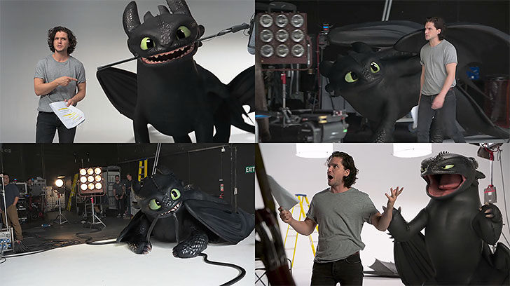 ヒックとドラゴン3 役者のオーディションにドラゴンのトゥースが乱入する映像 Cgトラッキング