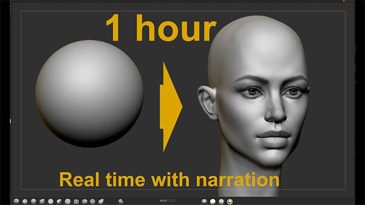 ZBrushを使って、1時間で頭部のCGモデルを作る